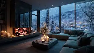 Cold Snow Wind and Warm Fireplace Ambience for Long Winter Sleep and Mental Relaxation