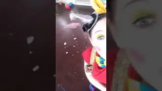 Lizzy The Clown Children's Entertainer looking at the aftermath of her party games