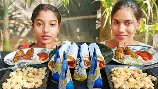 4 Egg Roll, 4 Chicken Satay, White Sauce Pasta,4 Cornetto challenging video....with punishment😂🤮