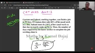 CAT 2023 slot 3 Time and work Gautam and Suhani, working together, can finish a job in 20 days