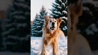A playful dog jumping to catch falling snowflakes.