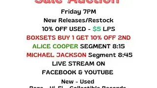 Live Stream Auction - Sale New Arrivals and Restock New and Used Records,