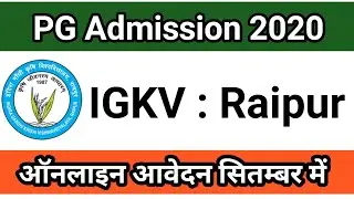 PG Admission | 2020 | IGKV Raipur | Media News |