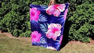 Bright Pink Hibiscus  super soft Throw Blanket - Size - 50