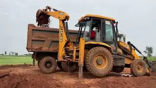 JCB 3DX + Tata 2518 Hyva | Pond Work Pond Making in Village Using JCB 3DX and Tata 2518