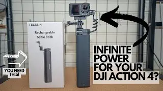 DJI Action 4 Battery Problem? Telesin 10000 MAH Rechargeable Selfie Stick!