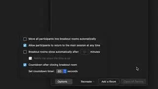 Accessing and Updating Breakout Room Settings