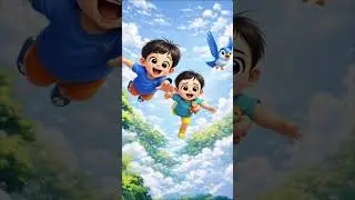 Chasing Birds in the Sky 🐦☁️ #shorts #kids #cute #animation #fun #adventure