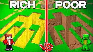 Mikey & JJ POOR vs RICH Golem DEEP Tunnel in Minecraft Animation Maizen