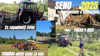 Nahrnování a sbírání sena + foukání fukarem na půdu II Zetor 7211 II Zetor 7011