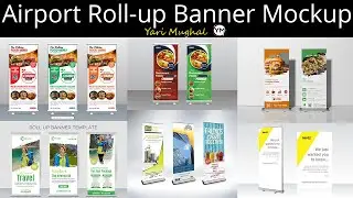 Airport Roll-up Banner Mock-up Template #Yarimughal