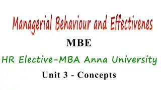 Managerial Behaviour and Effectiveness, HR-Elective course - Unit - 3