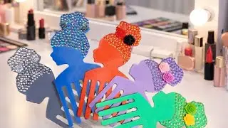 Blinging 5 different color Hair Afro Picks. Crafty bling 💡 ideas.#craftyideas #crafter #bling 
