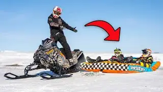 Безрассудное катание на снегоходах
