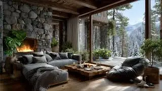 Ultra Cozy Cabin Fireplace 4K Screensaver | Falling Snow, Smooth Jazz, Classical & Soul Music