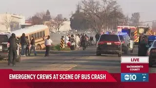 Emergency crews at scene of bus crash in Sacramento