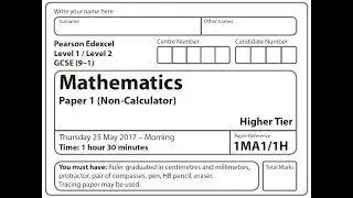 Edexcel GCSE Maths Higher Paper 2017 - Paper 1 Questions 19 - 22
