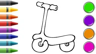 Scooter 🛴🩵 easy drawing for kids and toddlers | #scooterdrawing #kidsdrawing
