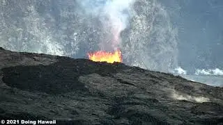Lava Fountain in the Hawaii Kilauea Volcano Halemaumau Crater Lava Lake