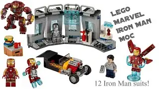 My Lego Iron Man MOC!! | Iron man hall of armor, extension, and many armors included.