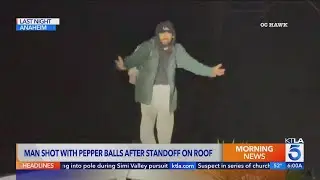 Suspect climbs on roof to evade police, gets hit with pepper balls
