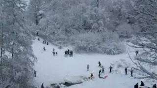 Lymm Dam sledging.Jan 2010.
