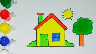How to Draw a Colorful House for Kids | Easy House Drawing & Coloring Tutorial