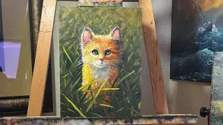pintar al oleo sobre lienzo un gato 😹