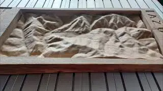 3D CNC Carving - Azuga Valley Topographic Map in Solid Oak