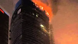 02.04.2012 пожар горит башня федерация moscow city