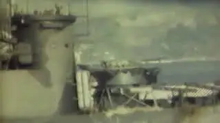 LSMS FIRE ROCKET BARRAGE: INVASION & BOMBARDMENT OF KERAMA RETTO - 03-27-1945 - MUTED - COLORIZE