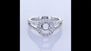 1.05CT 18KT WHITE GOLD ROUND HALO DIAMOND ENGAGMENT RING SETTING W/ SPLIT SHANK
