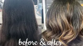 My hair salon experience in the UK. Asian hair full head balayage
