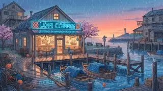🌧️✨ Neon Harbor Coffee at Dusk ☕ Cozy Lofi Rain Beats for Study, Focus, and Calm Evenings