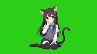Anime cat girl green screen | Free use for Shorts & Reels