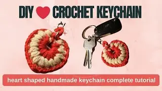 Diy crochet heart keychain 