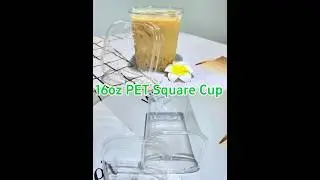 Durable, eco-friendly PET square cups with perfect clarity for your drinks! #leabonpack  #takeaway