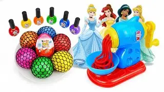 Satisfaction Video | Disney Princess How to make rainbow noodles with stress balls very happy