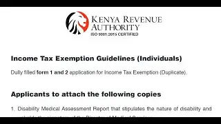 KRA Tax Exemption for Imports and Income explained |Persons with Disability