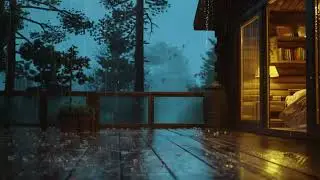 Soothing Forest Rain at a Cozy Cabin 🌧 Night Nature Sounds for Deep Sleep and Relaxation