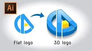 How to convert 3D Logo from a flat logo in Adobe Illustrator | Illustrator tutorial for beginners.