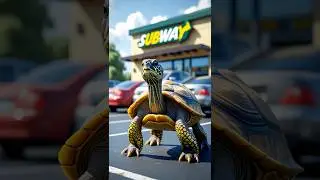 Fuzzy Fuzzy Cute: Turtle Visits Subway 🐢🥪   #FuzzyFuzzyCute #TurtleTime #CuteAnimals