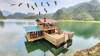 TIMELAPSE :180 days the pregnant woman built a two-story villa floating in the middle of the lake