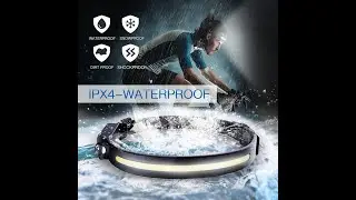 LED Head Torch, USB Headlamp Rechargeable IPX4 Waterproof for Kids Adults, Running, Camping, Hiking