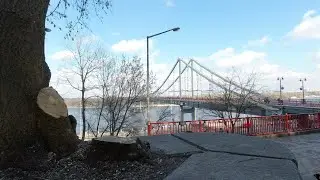 Parkovy bridge a length 400 meter and connects Kyiv city centre at the Right Bank of Dnipro River.