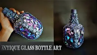 Antique bottle art using cd | Air dry clay| altered bottle | bottle transformation | clayart