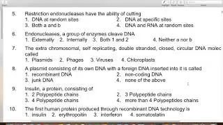 Genetic engineering  multiple choice questions , Important for NEET 2021