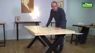 Mesa de madera maciza de roble patas met&aacute;licas MODELO 