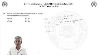 MHT-CET.2018 (Chemistry) Video Solution