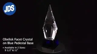 Obelisk Facet Crystal on Blue Pedestal Base 360